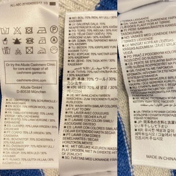 Allude Wool-Cashmere Sweater Gray‎ Navy Women Size Large - Picture 8 of 8